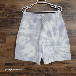 Abercrombie & Fitch Soft Fleece Tie Dye Shorts Size L Pockets Blue Gray White